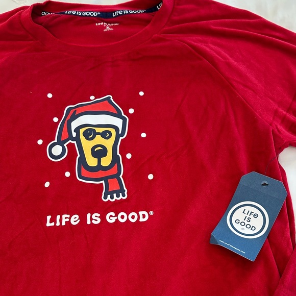Life Is Good Red Pajama Top - Picture 2 of 3